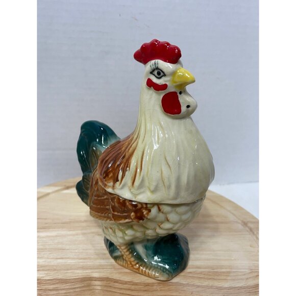 Rooster Chicken Hen Salt Shaker Container Open Storage Area - Picture 8 of 10